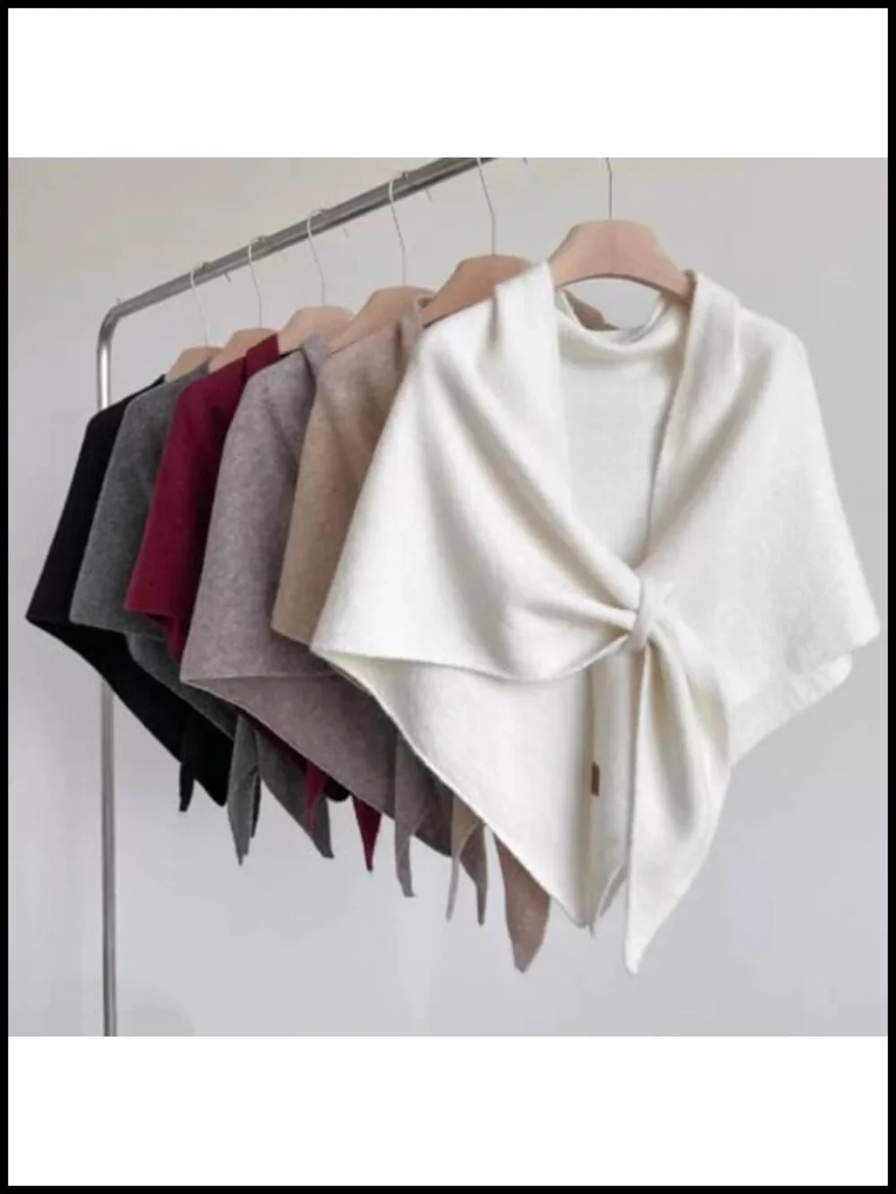 Women's Wool Blend Triangle Knit Shawl Wrap Winter Cardigan Cape
